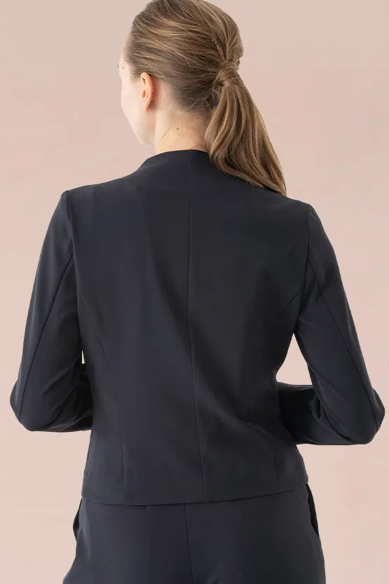 Smart Stretch Light: Dark Navy Front Hook No-Collar Jacket