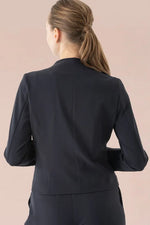 Smart Stretch Light: Dark Navy Front Hook No-Collar Jacket