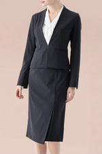 Smart Stretch Light: Dark Navy Front Hook No-Collar Jacket