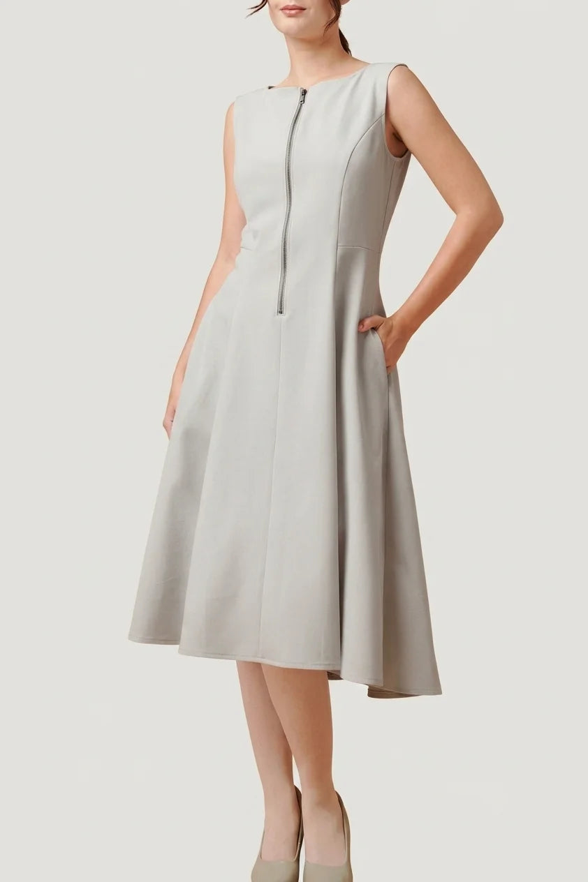 Active Stretch: Short A-Line Front Zip Dress