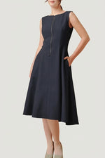 Active Stretch: Short A-Line Front Zip Dress