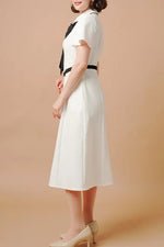 Stretch Sucker: Stretch Seersucker Bow-Tie Shirt Dress