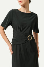 Strong Twist Stretch: Black T-Shirt Dress