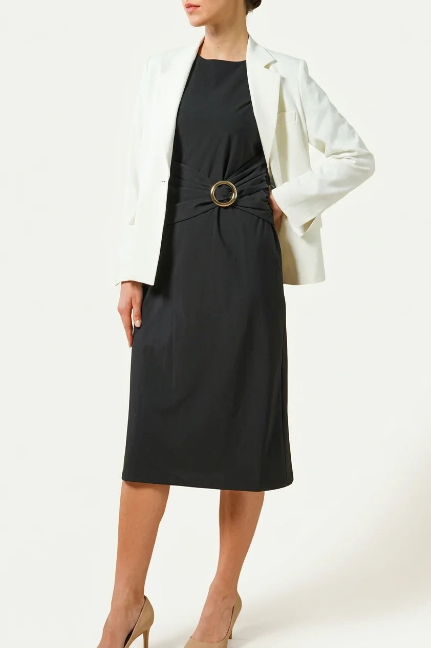 Strong Twist Stretch: Black T-Shirt Dress