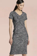 Stretch Lame Tweed: V-Neck I-Line Dress