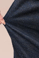 Stretch Lame Tweed: V-Neck I-Line Dress