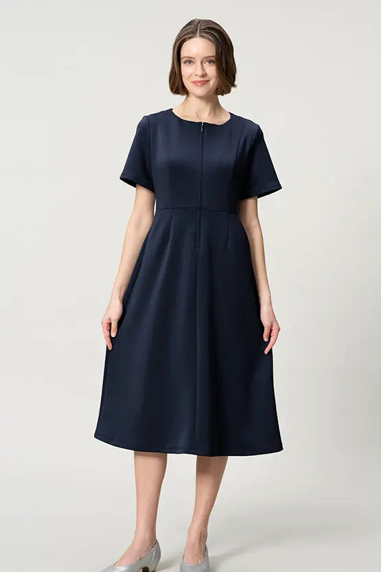 Space Material: A-line Front Zip Dress