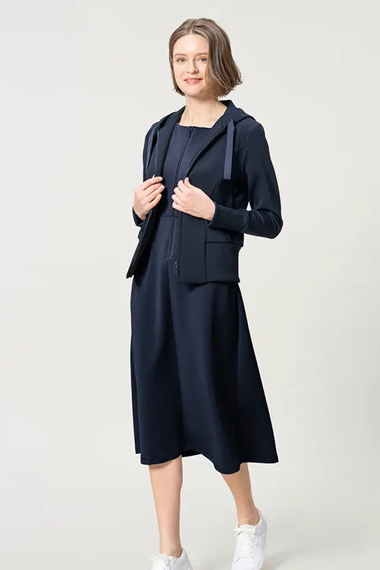 Space Material: A-line Front Zip Dress
