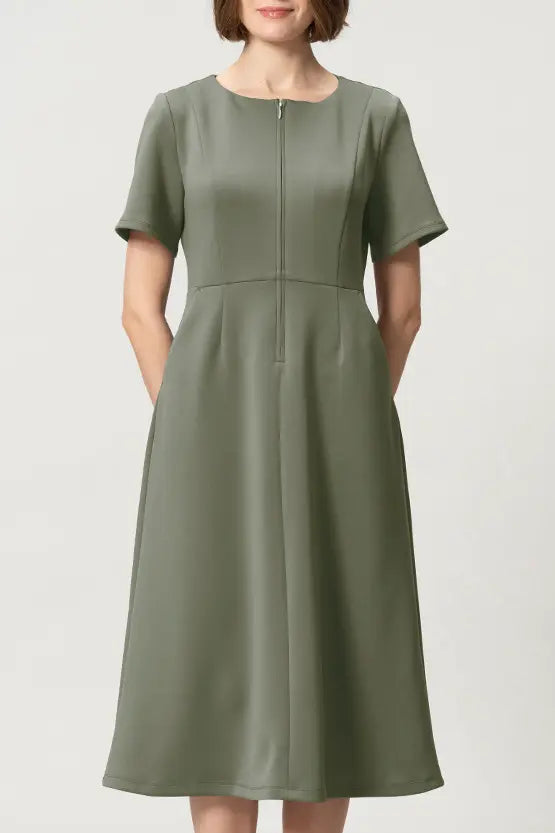 Space Material: A-line Front Zip Dress