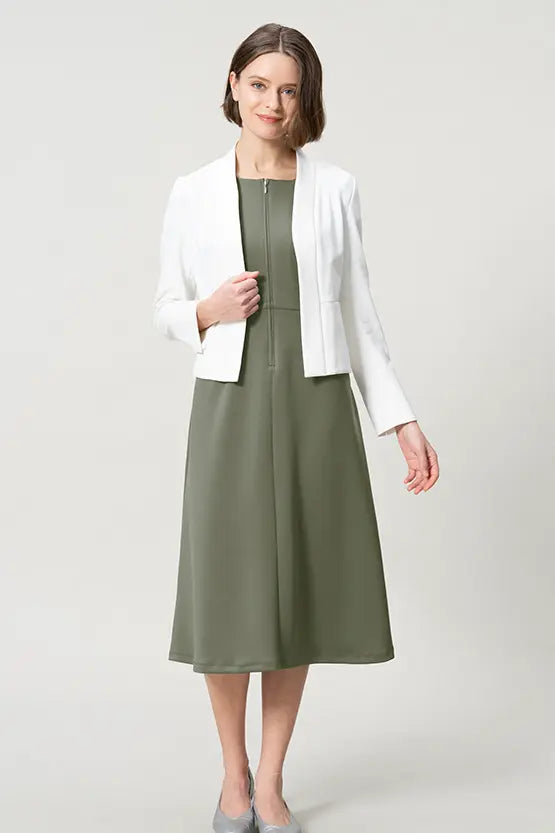Space Material: A-line Front Zip Dress