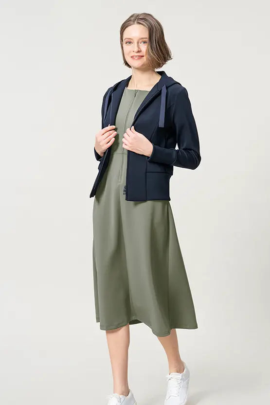 Space Material: A-line Front Zip Dress