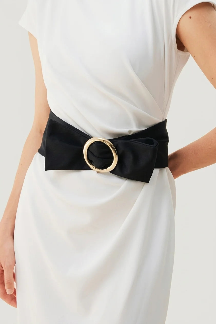 Active Stretch: Active Stretch White Sash T-Dress
