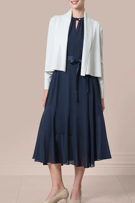 Stretch Chiffon:Navy Long Mermaid Dress