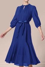 Stretch Chiffon:Navy Long Mermaid Dress