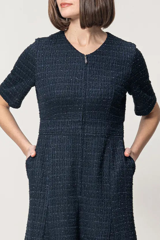 Boucle Tweed: Zip-up Dress