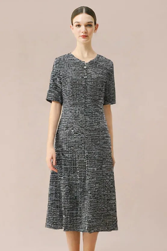 Stretch Lame Tweed: Zip-Up Semi-Mermed Dress