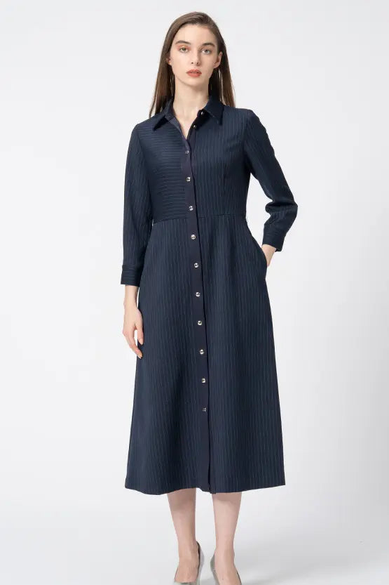 Active Warm Pinstripe: Shirt Dress