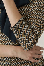 Chiffon Georgette: Monogram Brown Shirt Dress With Bowtie