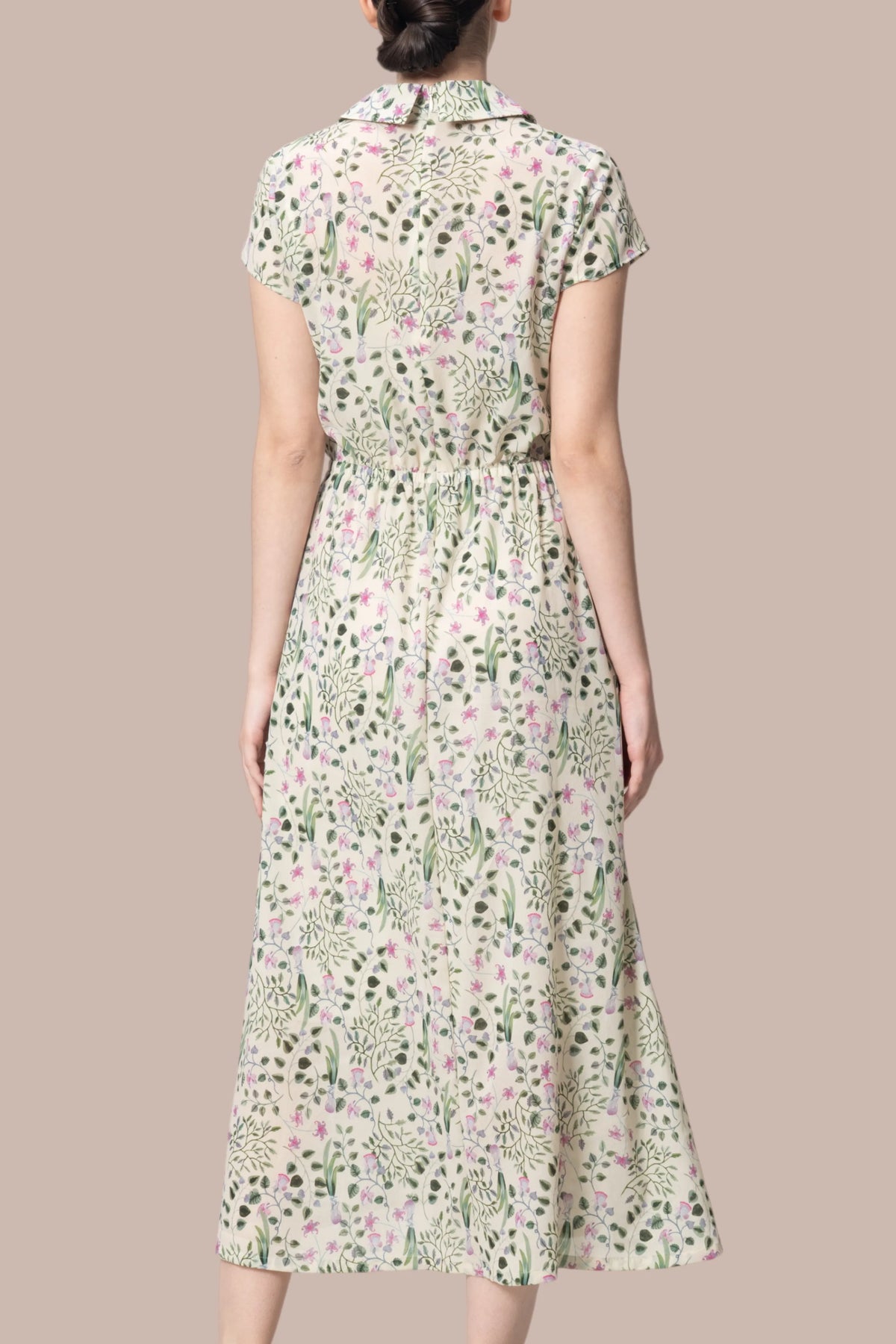 Stretch Chiffon: Collared Cache-Coeur Long Dress