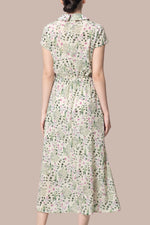 Stretch Chiffon: Collared Cache-Coeur Long Dress