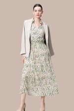 Stretch Chiffon: Collared Cache-Coeur Long Dress