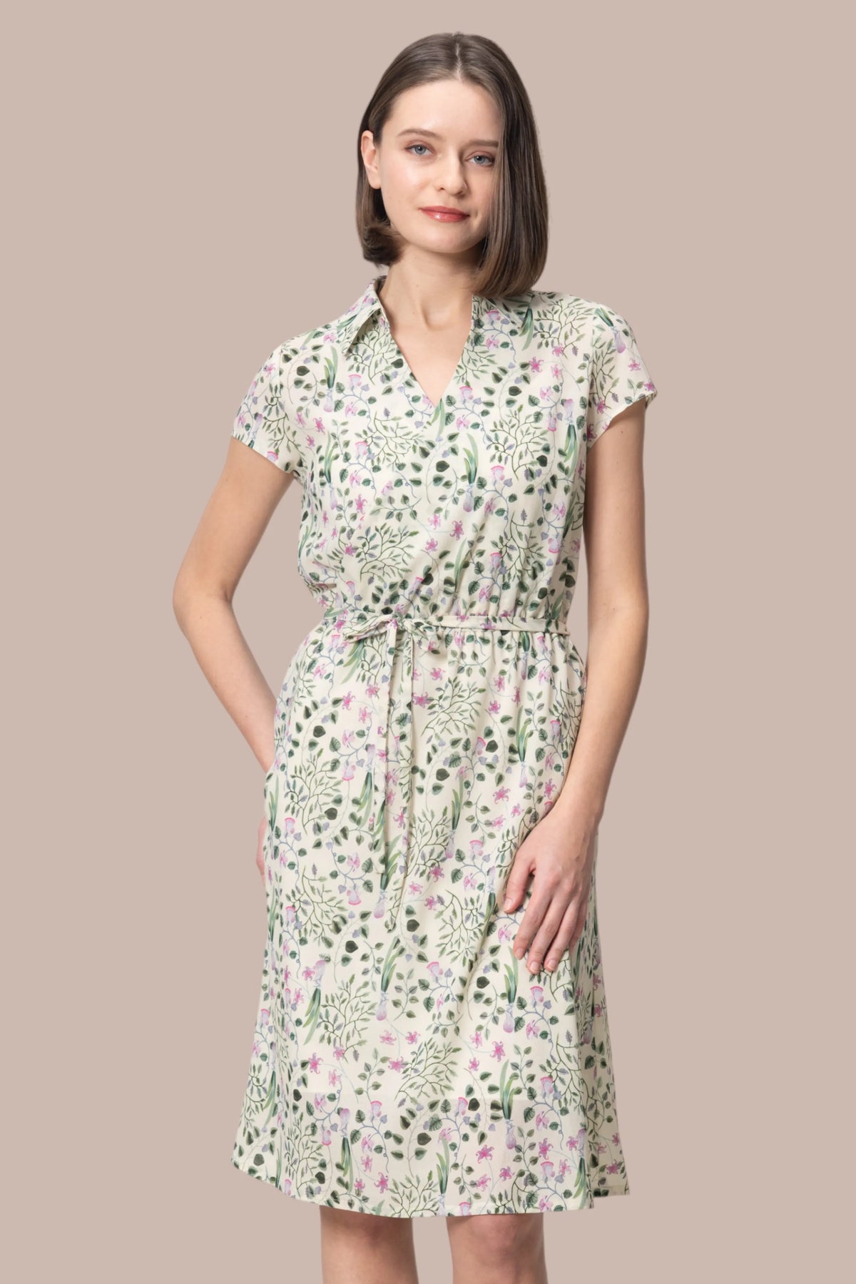 Stretch Chiffon: Collared Cache-Coeur Dress