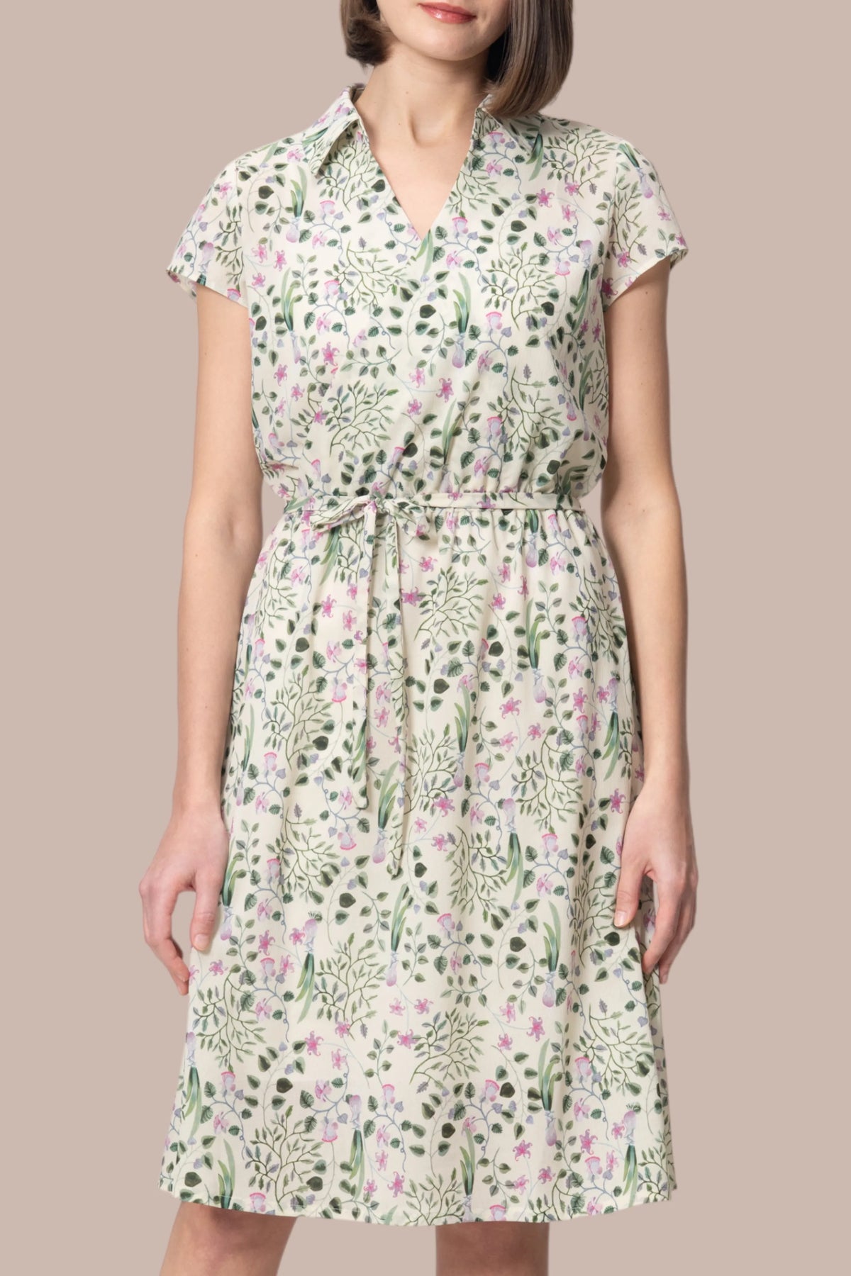 Stretch Chiffon: Collared Cache-Coeur Dress