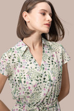 Stretch Chiffon: Collared Cache-Coeur Dress