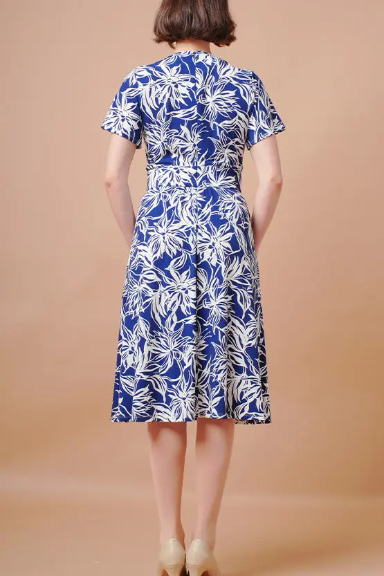 Stretch Jersey: Stretch Jersey Gekka Bijin Indigo Marilyn Dress