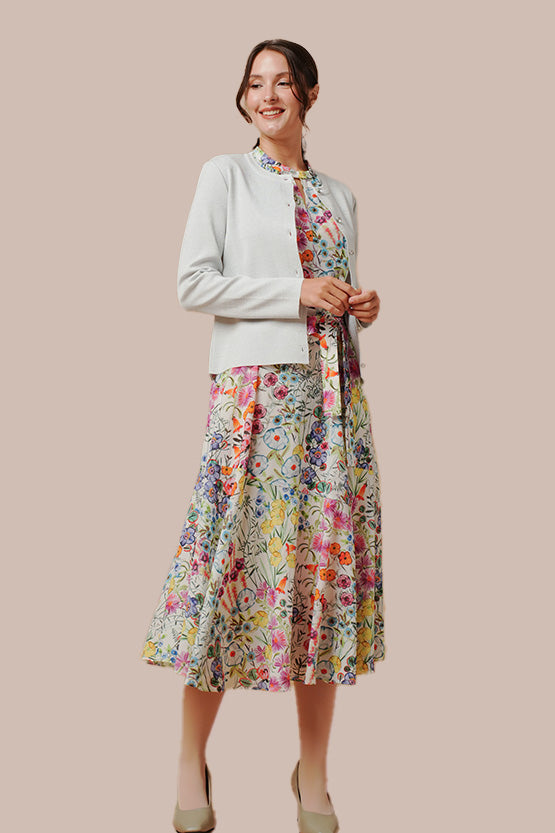 Stretch Chiffon: Stretch Chiffon - Kew Garden Long Mermaid Dress