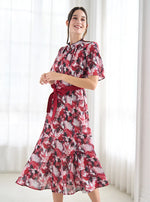 Stretch Chiffon Passion Mandarin Long Mermaid Dress in a vibrant orange hue.