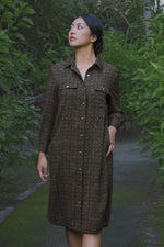 Oshima Tsumugi Design Stretch Georgette: Shirt Dress