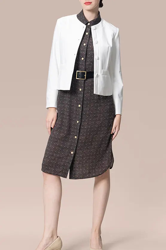 Oshima Tsumugi Design Stretch Georgette: Shirt Dress