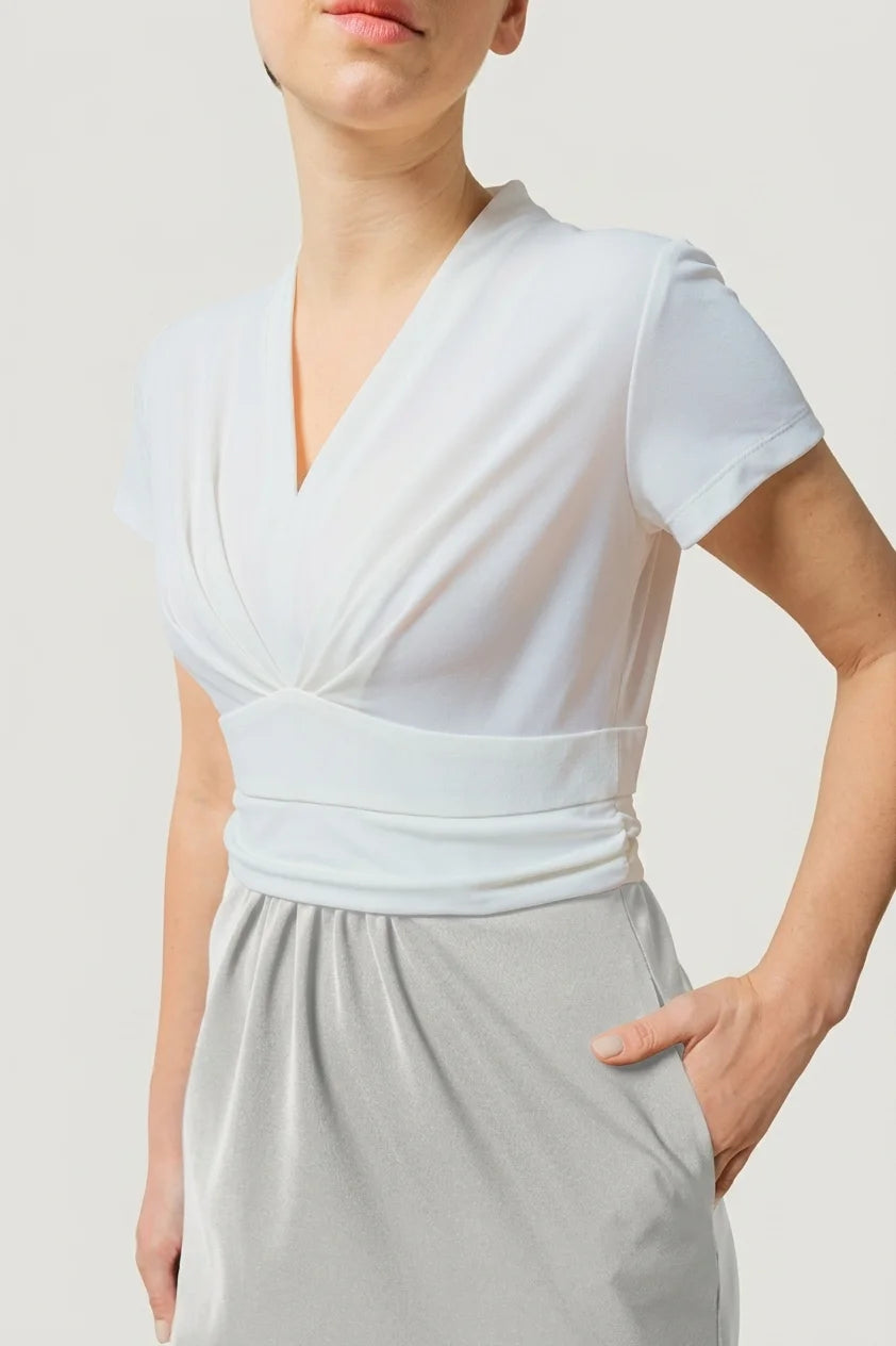 Active Stretch: Active Stretch White × Gray Shell Dress