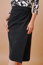 Stretch Jersey x Smart Stretch: Stretch Jersey × Smart Stretch - Shadow Flower × Black Asymmetrical Dress