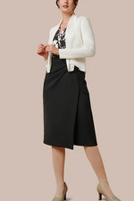 Stretch Jersey x Smart Stretch: Stretch Jersey × Smart Stretch - Shadow Flower × Black Asymmetrical Dress