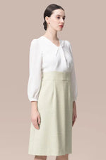 Stretch Georgette x Lame Jacquard:Twisted Trapezoid Dress