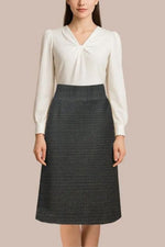 Stretch Georgette x Lame Jacquard: Twisted Trapezoid Dress