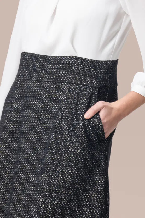 Stretch Georgette x Lame Jacquard:Twisted Trapezoid Dress