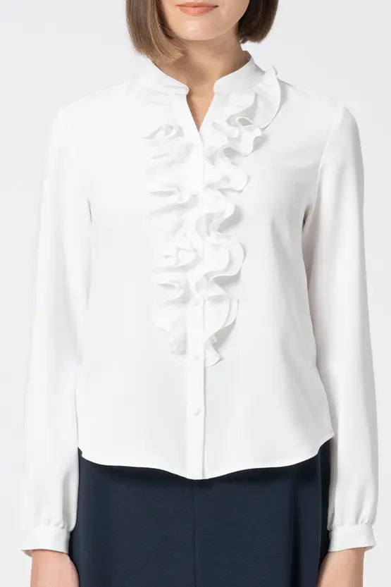 Back Satin Georgette: Frill Long-Sleeve Blouse