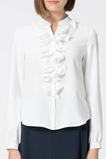 Back Satin Georgette: Frill Long-Sleeve Blouse