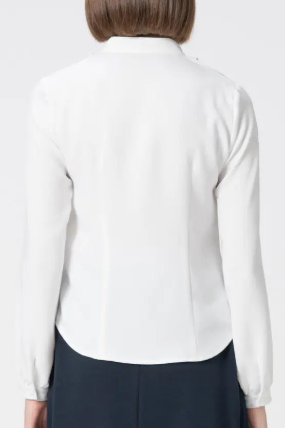 Back Satin Georgette: Frill Long-Sleeve Blouse