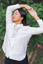 Authentic Oshima Tsumugi: Stretch Georgette Shirt with Bow Tie