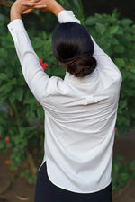 Authentic Oshima Tsumugi: Stretch Georgette Shirt with Bow Tie