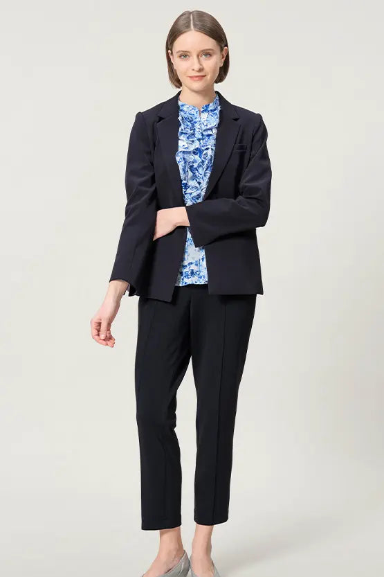 Stretch Chiffon: Frill Short-Sleeve Blouse