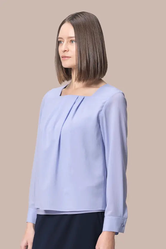 Stretch Chiffon: Square Neck Top