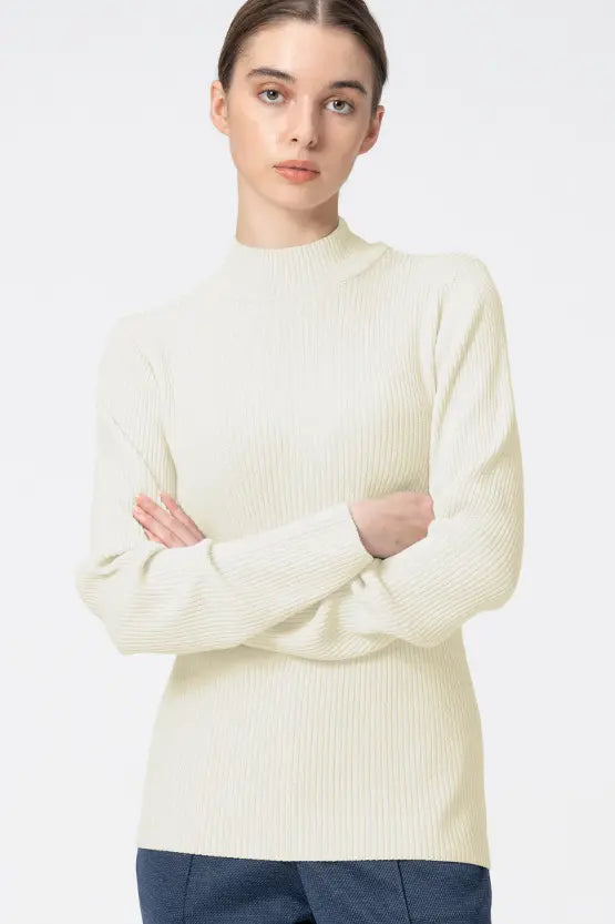 Washable Wool Knit: High-Neck Top