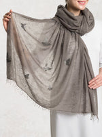 Mouse Grey Cashmere Butterfly Scarf