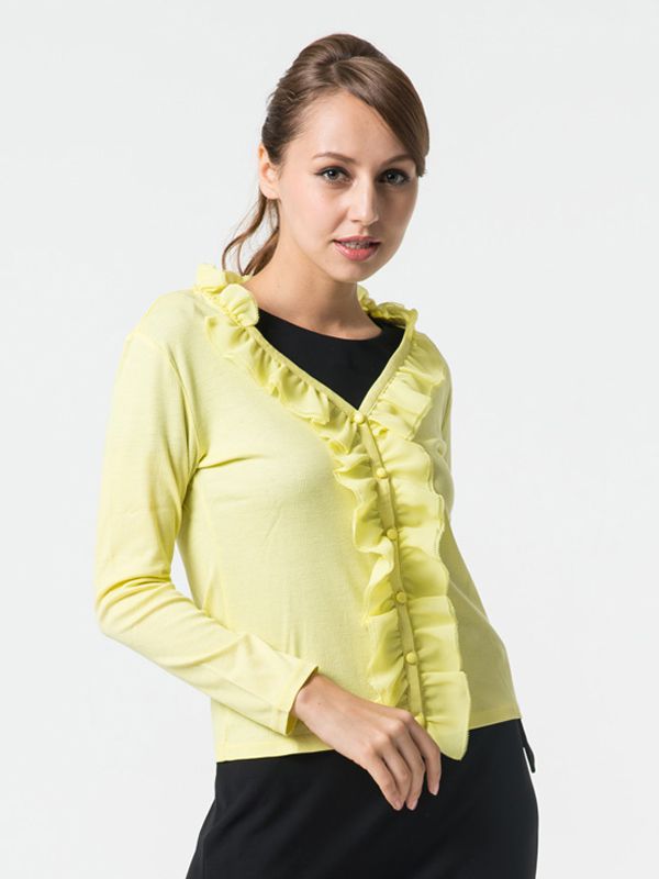 Lemon Yellow Frill Cardigan