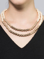 Classical Gold Lightweight Wood Pearl Double Strand Necklace